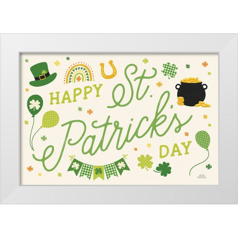 Shamrock Wishes I Light White Modern Wood Framed Art Print by Marshall, Laura