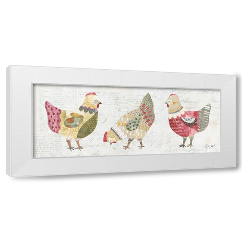 Patchwork Chickens I White Modern Wood Framed Art Print by Prahl, Courtney