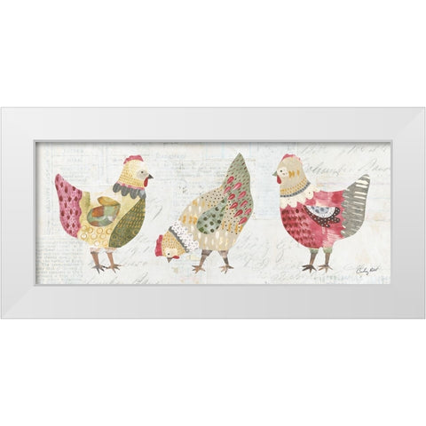 Patchwork Chickens I White Modern Wood Framed Art Print by Prahl, Courtney