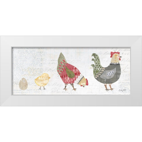 Patchwork Chickens II White Modern Wood Framed Art Print by Prahl, Courtney