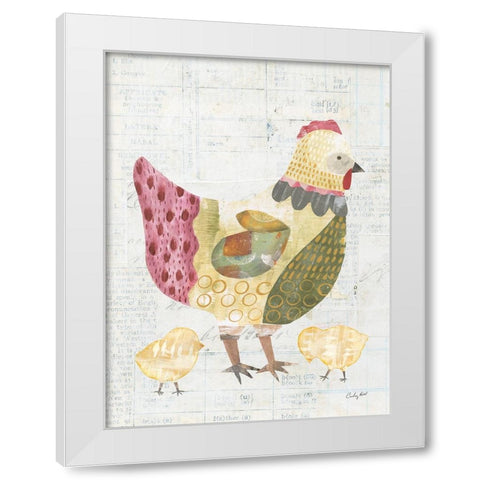 Patchwork Chickens III White Modern Wood Framed Art Print by Prahl, Courtney
