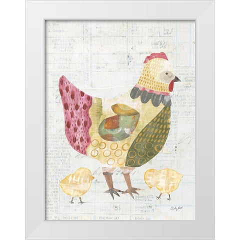 Patchwork Chickens III White Modern Wood Framed Art Print by Prahl, Courtney