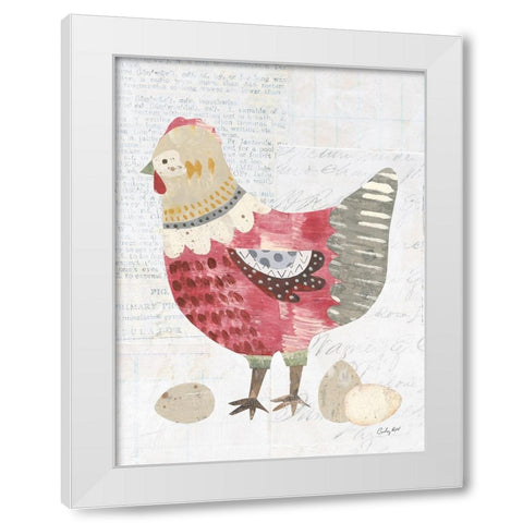 Patchwork Chickens IV White Modern Wood Framed Art Print by Prahl, Courtney