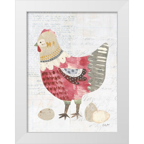 Patchwork Chickens IV White Modern Wood Framed Art Print by Prahl, Courtney