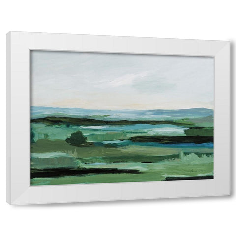 Resplendent Green White Modern Wood Framed Art Print by Munger, Pamela