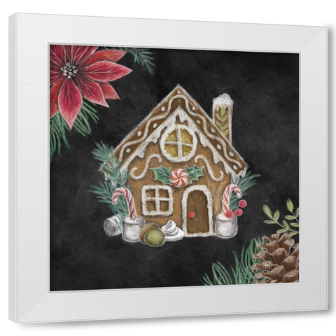 Christmas Chalk Gingerbread House White Modern Wood Framed Art Print by Urban, Mary