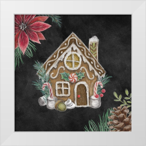Christmas Chalk Gingerbread House White Modern Wood Framed Art Print by Urban, Mary