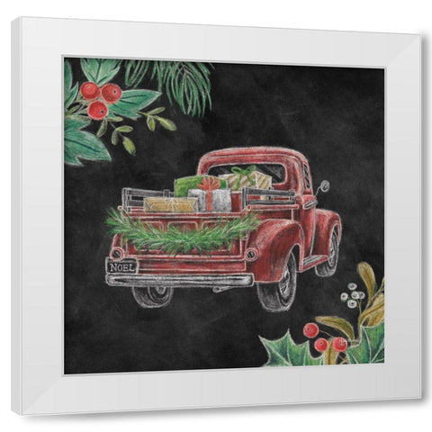 Christmas Chalk Truck III White Modern Wood Framed Art Print by Urban, Mary