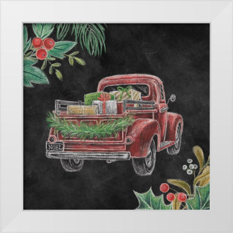 Christmas Chalk Truck III White Modern Wood Framed Art Print by Urban, Mary