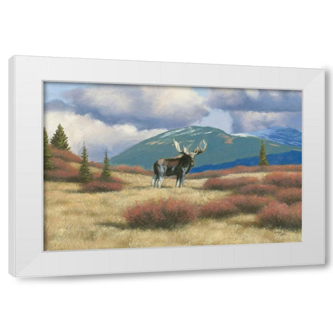 Northern Moose White Modern Wood Framed Art Print by Studio, Wellington