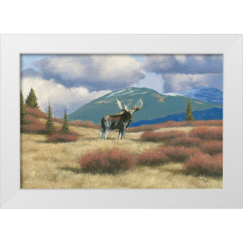 Northern Moose White Modern Wood Framed Art Print by Studio, Wellington