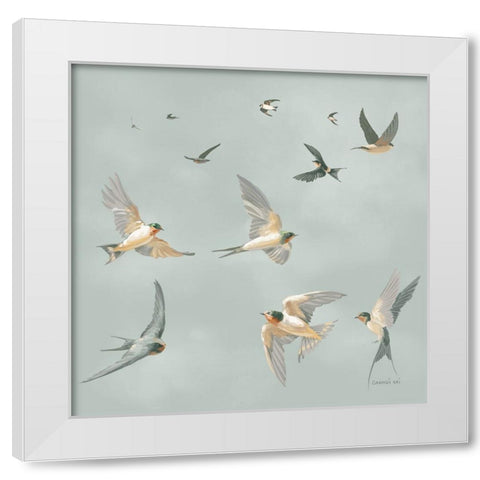 Swifts White Modern Wood Framed Art Print by Nai, Danhui