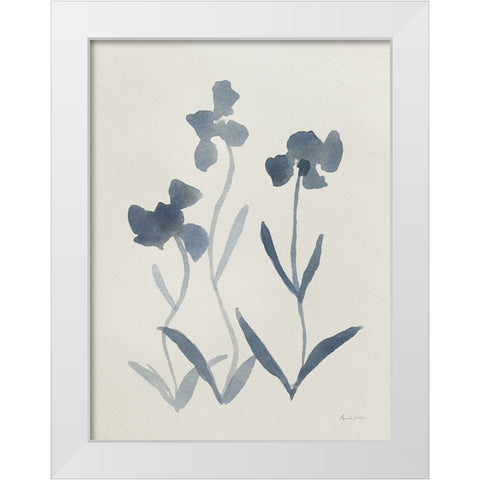 Blue Florals I White Modern Wood Framed Art Print by Munger, Pamela