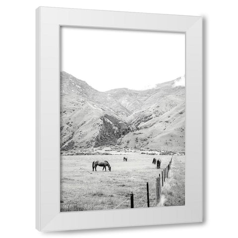 Moke Lake Horses V White Modern Wood Framed Art Print by Marshall, Laura