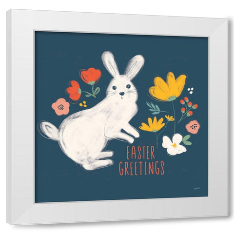 Hop Into Spring I White Modern Wood Framed Art Print by York, Leah