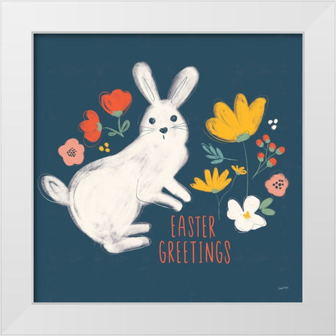 Hop Into Spring I White Modern Wood Framed Art Print by York, Leah