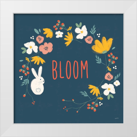 Hop Into Spring III White Modern Wood Framed Art Print by York, Leah