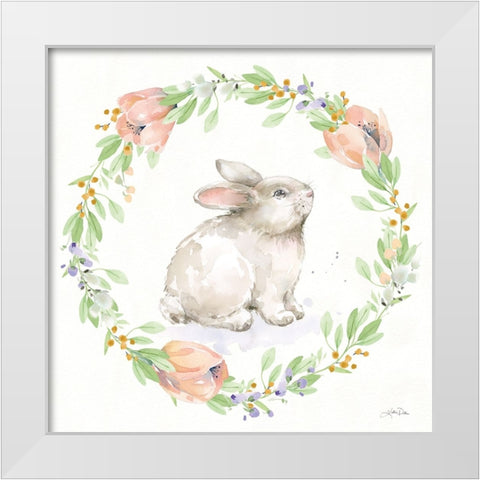 Blooming Bunnies I White Modern Wood Framed Art Print by Pete, Katrina