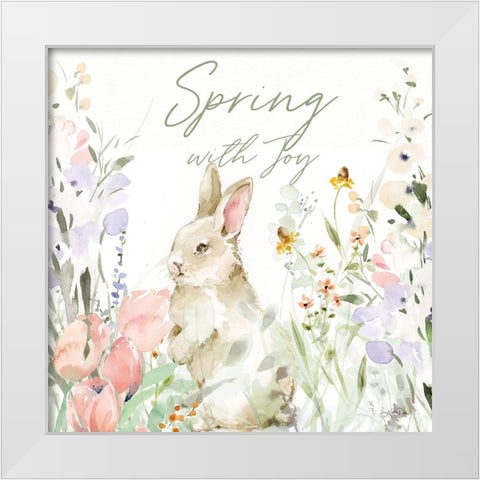 Blooming Bunnies IV White Modern Wood Framed Art Print by Pete, Katrina