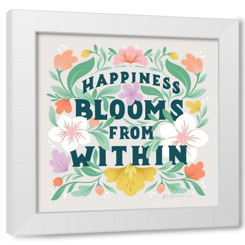 Happiness Blooms II White Modern Wood Framed Art Print by Graham, Gia