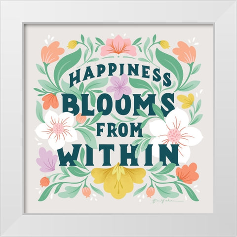 Happiness Blooms II White Modern Wood Framed Art Print by Graham, Gia