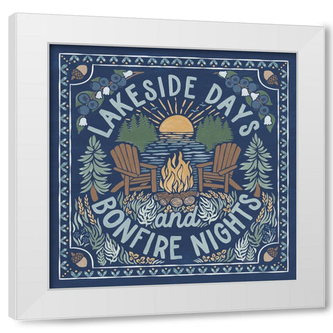 Lakeside Days IV Blue White Modern Wood Framed Art Print by Marshall, Laura