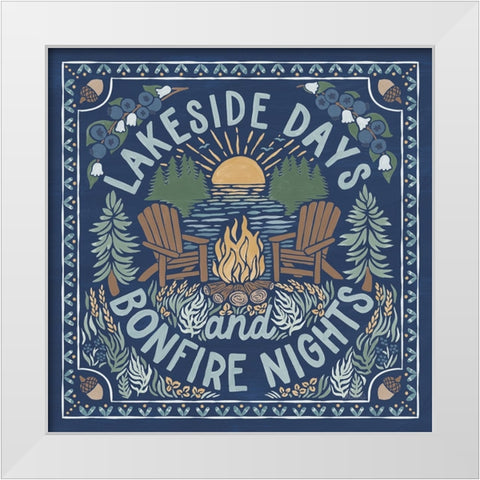 Lakeside Days IV Blue White Modern Wood Framed Art Print by Marshall, Laura