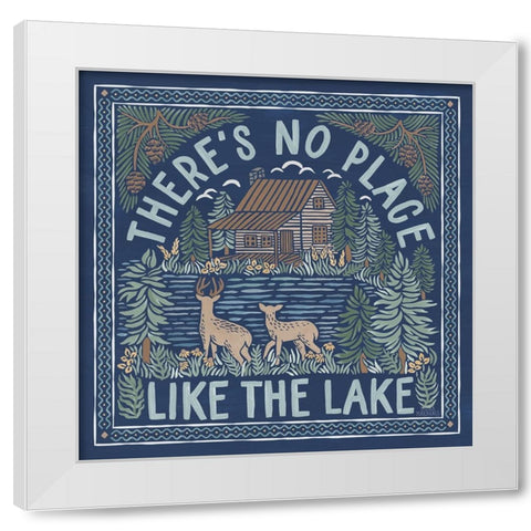 Lakeside Days V Blue White Modern Wood Framed Art Print by Marshall, Laura