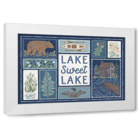 Lakeside Days VI Blue White Modern Wood Framed Art Print by Marshall, Laura
