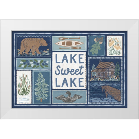 Lakeside Days VI Blue White Modern Wood Framed Art Print by Marshall, Laura