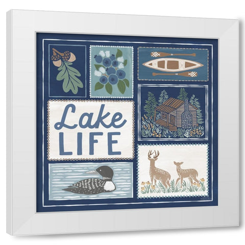 Lakeside Days VII Blue White Modern Wood Framed Art Print by Marshall, Laura