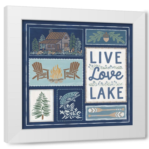 Lakeside Days VIII Blue White Modern Wood Framed Art Print by Marshall, Laura