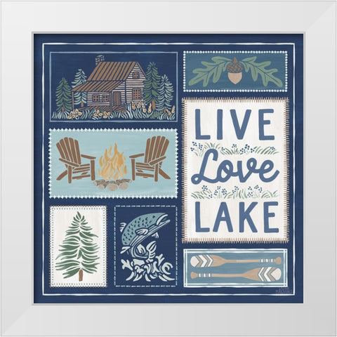 Lakeside Days VIII Blue White Modern Wood Framed Art Print by Marshall, Laura