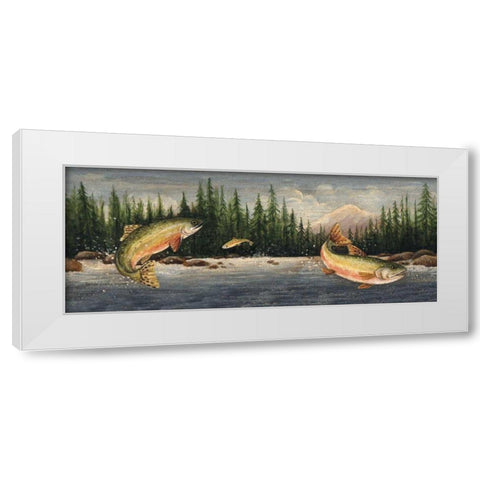 Northwoods Trout White Modern Wood Framed Art Print by Brown, David Carter