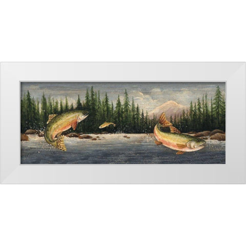 Northwoods Trout White Modern Wood Framed Art Print by Brown, David Carter