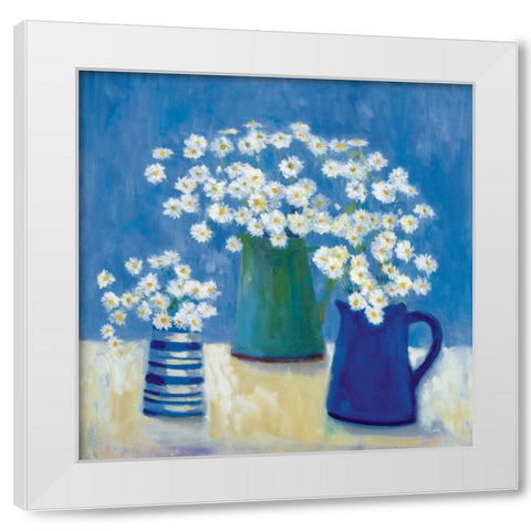 Summer Daisies White Modern Wood Framed Art Print by Clark, Michael