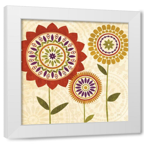 Fall Flowers I White Modern Wood Framed Art Print by Charron, Veronique