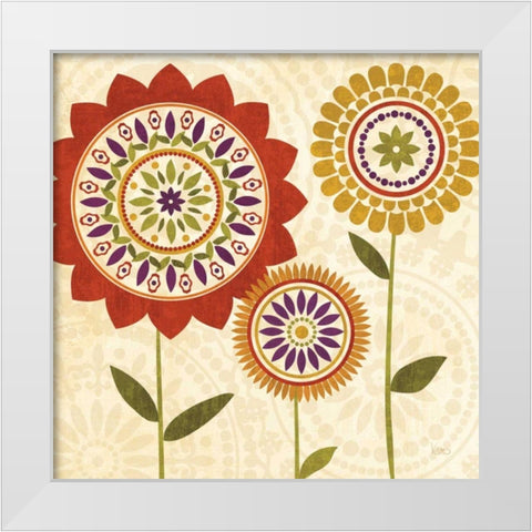 Fall Flowers I White Modern Wood Framed Art Print by Charron, Veronique