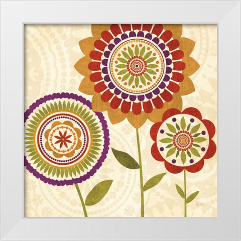 Fall Flowers II White Modern Wood Framed Art Print by Charron, Veronique