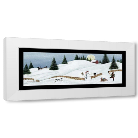 Christmas Valley Snowman White Modern Wood Framed Art Print by Brown, David Carter