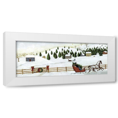 Christmas Valley Sleigh White Modern Wood Framed Art Print by Brown, David Carter