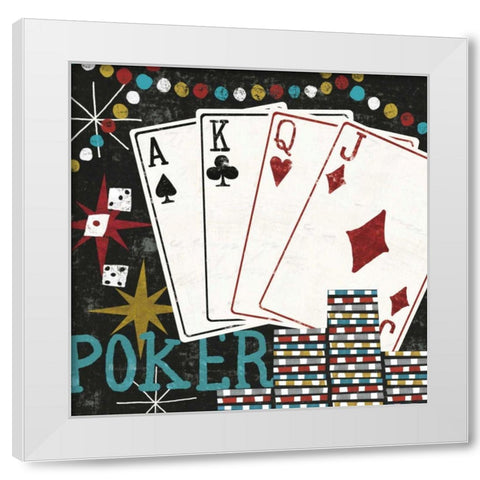 Vegas - Cards White Modern Wood Framed Art Print by Mullan, Michael