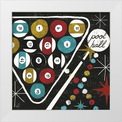 Vegas - Pool Hall White Modern Wood Framed Art Print by Mullan, Michael