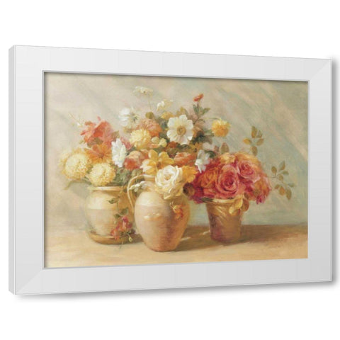 Sunny Bouquet White Modern Wood Framed Art Print by Nai, Danhui