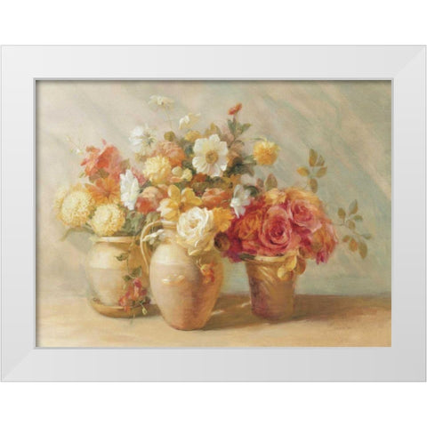 Sunny Bouquet White Modern Wood Framed Art Print by Nai, Danhui