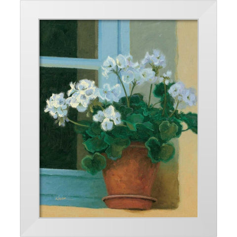 Creancey Geraniums II White Modern Wood Framed Art Print by Novak, Shirley
