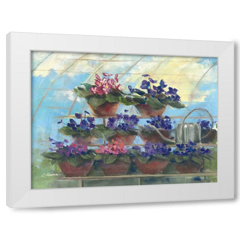 Violets White Modern Wood Framed Art Print by Rowan, Carol