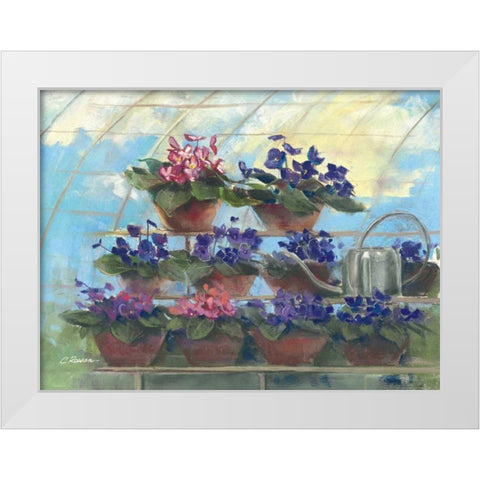 Violets White Modern Wood Framed Art Print by Rowan, Carol