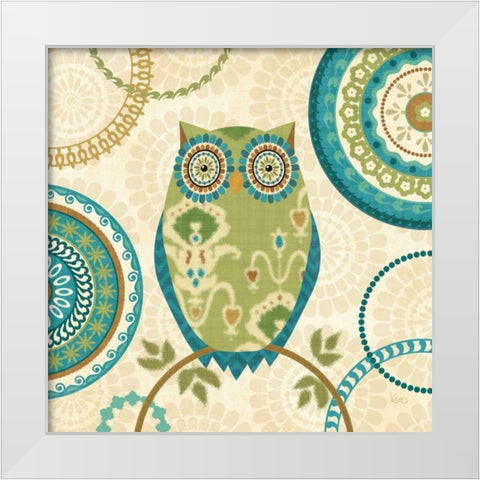 Owl Forest I White Modern Wood Framed Art Print by Charron, Veronique