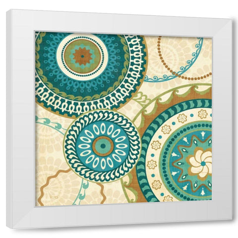 Owl Forest Suzani I White Modern Wood Framed Art Print by Charron, Veronique